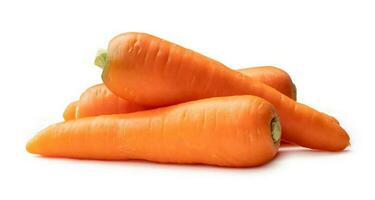Fresh orange carrots in stack isolated on white background with clipping path. Close up of healthy vegetable root photo