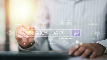 Searching for information of interest through online websites ,keyword search ideas to find references ,access to information on internet ,wireless network data connection technology ,insight research photo