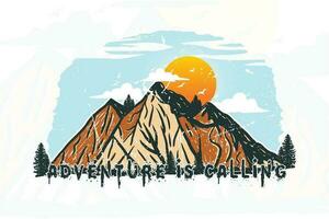 Adventure is calling outdoor t shirt drawing illustration vector