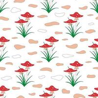 Vector seamless children's pattern. Mushrooms fly agaric.