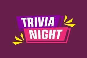 Trivia night labels banners design. Festive template can be used for invitation cards, flyers, posters. vector