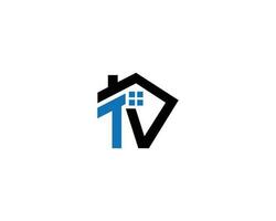 televisión letra logo con casa propiedad diseño símbolo vector. vector