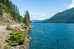 lago cushman y el olímpico montañas de Washington estado foto