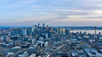 Seattle, Washington skyline at sunset photo