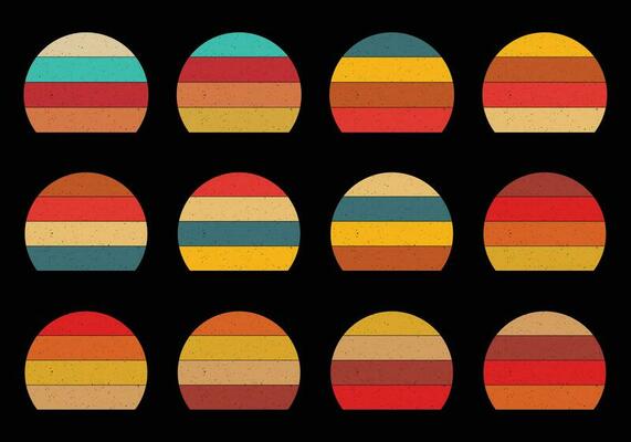 Vintage Grunge Half Circle Vintage Sunset