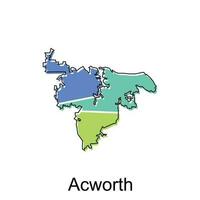 Acworth ciudad de Georgia mapa vector ilustración, vector modelo con contorno gráfico bosquejo estilo aislado en blanco antecedentes