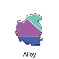 Simple Map of Ailey, colorful modern geometric with outline illustration design template, suitable for your design vector