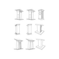 vector design set collection of Podium and Tribune line simple furniture design, element graphic illustration template