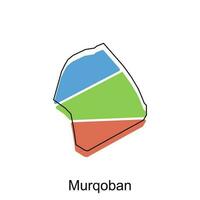 map of Murqoban colorful modern vector design template, national borders and important cities illustration