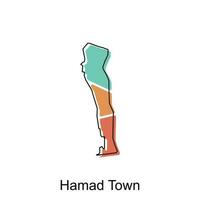 Map of Hamad Town geometric with outline modern design template, World Map International vector template with outline graphic sketch style isolated on white background