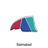 Map of Salmabad geometric with outline modern design template, World Map International vector template with outline graphic sketch style isolated on white background