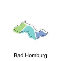 Bad Homburg City of Germany map vector illustration, vector template with outline graphic sketch style isolated on white background