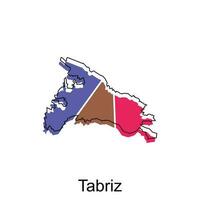 Tabriz City of Iran map vector illustration, vector design template