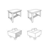 conjunto de cuenco mesa línea sencillo mueble diseño, elemento gráfico ilustración modelo vector