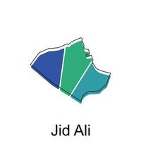 Map of Jid Ali geometric with outline modern design template, World Map International vector template with outline graphic sketch style isolated on white background