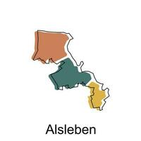 map of Alsleben vector design template, national borders and important cities illustration
