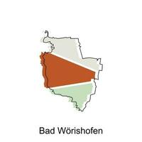 Bad Worishofen map, colorful outline regions of the German country. Vector illustration template design