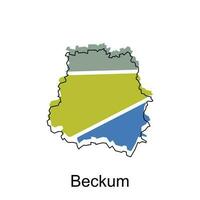 map of Beckum vector colorful geometric design template, national borders and important cities illustration