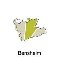 map of Bensheim vector colorful geometric design template, national borders and important cities illustration