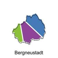 Bergneustadt mapa, vistoso contorno regiones de el alemán país. vector ilustración modelo diseño