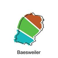 Baesweiler map, colorful outline regions of the German country. Vector illustration template design