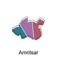 mapa de amritsar ciudad.vector mapa de el India país. vector ilustración diseño modelo