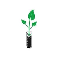 bio tecnología icono. con verde planta y prueba tubo simbolos editable plano vector ilustración.