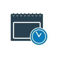 Schedule Management Icon. With Calendar and Clock Symbols. Editable Flat Vector Illustration.