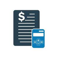Accounting Icon. With Financial Document and Calculator Symbols. Editable Flat Vector Illustration.