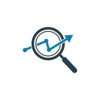 Business Analysis Icon. With Magnifying Glass and Graph Symbols. Editable Flat Vector Illustration.