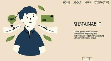 Sustainable environment banner. ESG concept. Vector illustration for website, landing page