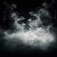 Abstract dark background of swirling smoke - generative ai photo