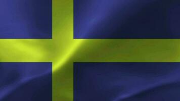 Sweden Flag Waving Textile Textured Background. Seamless Loop Animation video