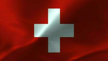 Swiss Flag Waving Textile Textured Background. Seamless Loop Animation video