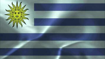 Uruguai bandeira acenando têxtil texturizado fundo. desatado ciclo animação video