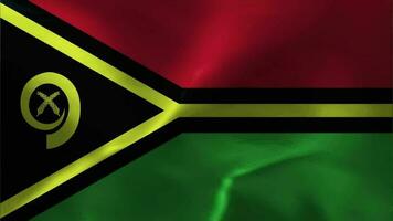 vanuatu Flag Waving Textile Textured Background. Seamless Loop Animation video