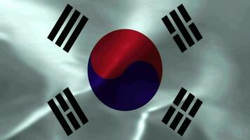 korea Flag Waving Textile Textured Background. Seamless Loop Animation video