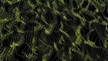 Digital futuristic wave. Abstract motion background title yellow blurred animation of particle video
