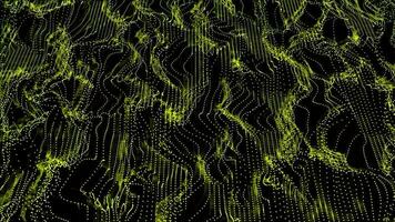 Digital futuristic wave. Abstract motion background title yellow blurred animation of particle video