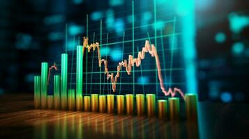 ai generativo crecimiento dólar negocio éxito flecha firmar en economía, lucro fondo, grafico, gráfico concepto y inflación foto