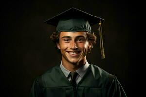 ai generativo joven graduado con gorra en sólido color antecedentes Sesión de fotos