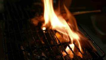 Verbrennung Feuer von Holzkohle Vorbereitung zum Grill video