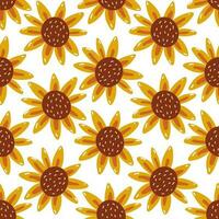 sin costura modelo con dibujos animados amarillo girasoles en retro estilo. floral antecedentes. vector impresión en tela y fondo de pantalla. linda otoño flores en un blanco antecedentes