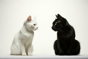 AI Generative Two black and white cats sitting together photo