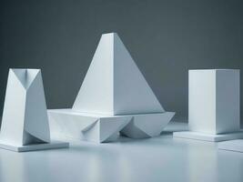 blank Geometric shapes podium for product display.generative AI photo