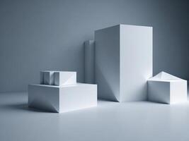 blank Geometric shapes podium for product display. photo