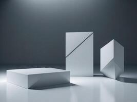 blank Geometric shapes podium for product display. photo