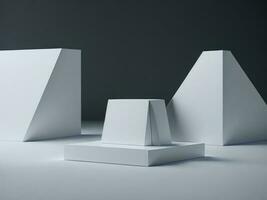 blanco geométrico formas podio para producto pantalla.generativa ai foto