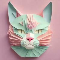 gato cabeza, papel Arte estilo ilustración.generativa ai foto
