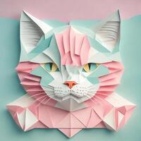 cat head, paper art style illustration. photo
